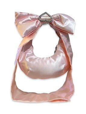 Dolls Kill Pale Pink Satin Bow Shoulder Bag with Crystal Heart NWT